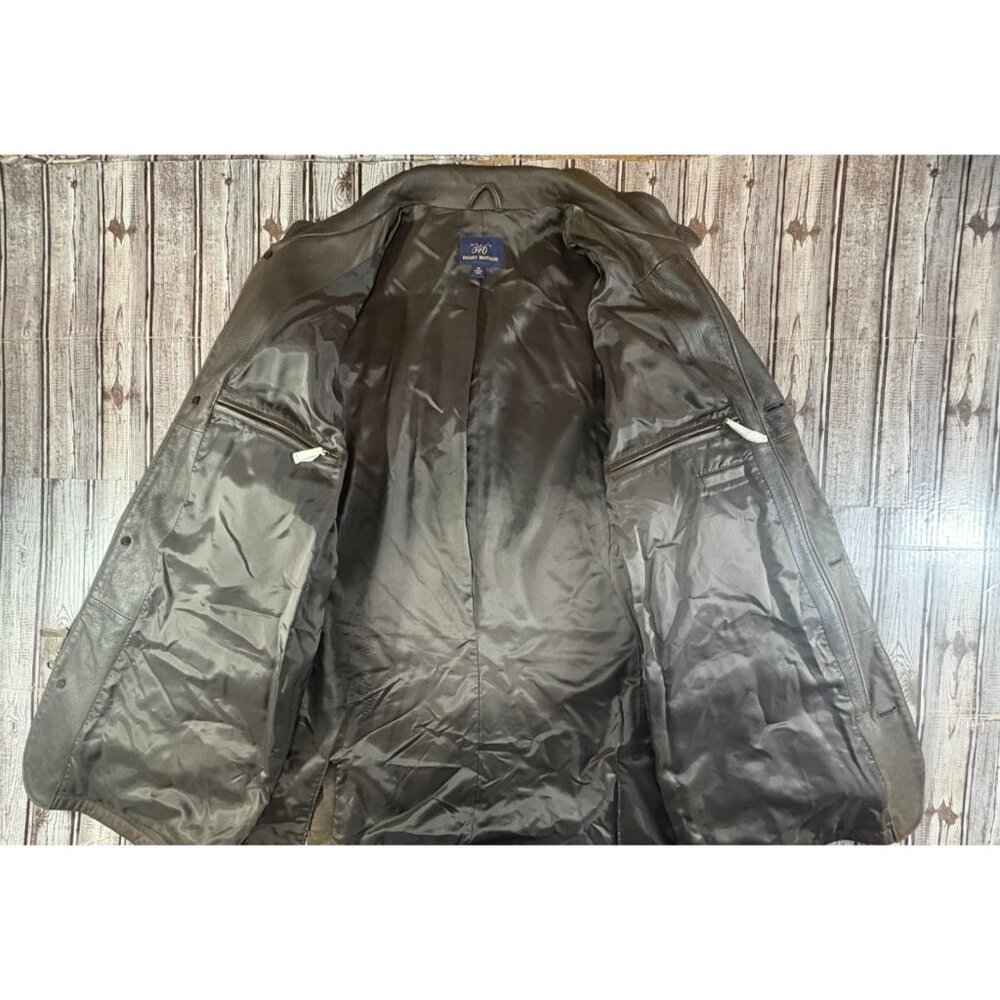 Brooks Brothers Heavy 3/4 lenght Leather Sport Coat Jacket Sz 2XL color Brown - Picture 5 of 11